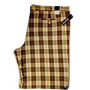 J. Ferrar Shorts  Men's 48  Olive Plaid  Lightweight Cotton  Pockets  Preppy NWT